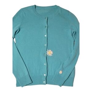 RENEWEST Gorgeous Teal Lightweight Soft Cashmere Cardigan Womens SZ SM/MED